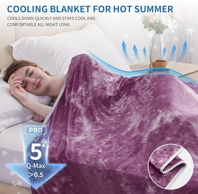 Guohaoi Cooling Throw Blanket for Hot Sleepers, Decortive Tie Dye, Arc-Chill - Image 2