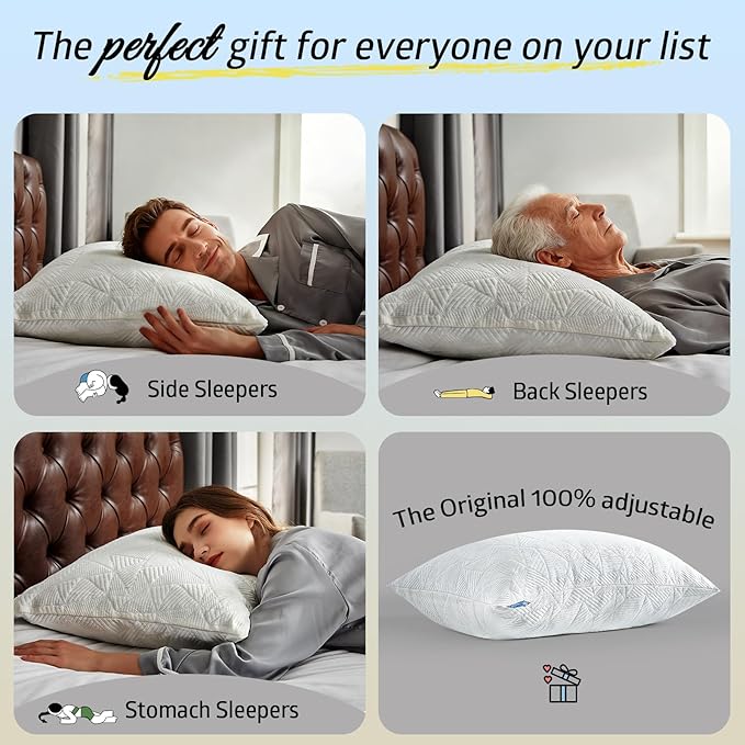 BETU Cooling Pillows Standard Size Set of 4, Shredded Memory Foam Bed Pillows - Image 5