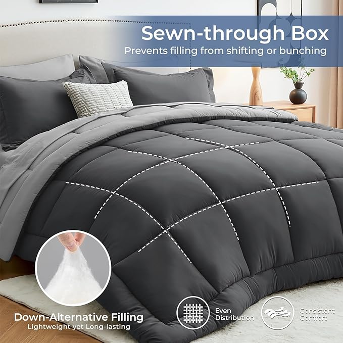 Sasttie Twin XL Comforter Set, 5 Pieces Twin XL Bed in a Bag, Complete Bedding - Image 3