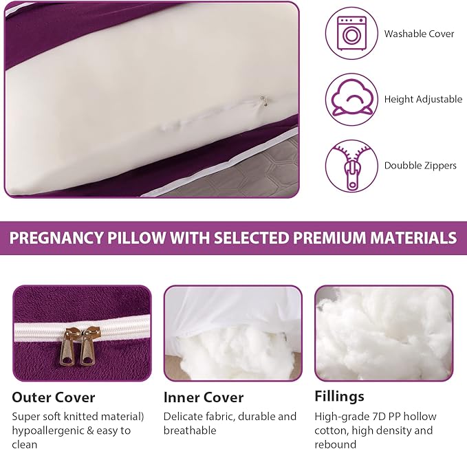 BATTOP Pregnancy Pillows for Sleeping, Full Body Pillow for Pregnancy Women - Image 3
