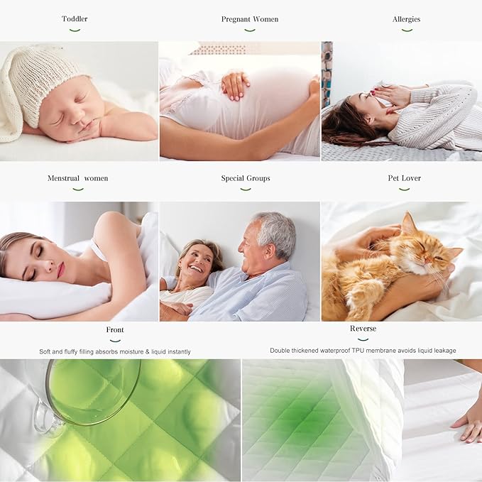 UNILIBRA California King Mattress Pad Waterproof Rayon Made from Bamboo - Image 5