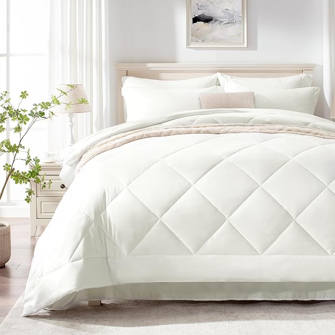 Love's cabin King Size Comforter Set Ivory, 7 Pieces King Bed in a Bag - Image 2