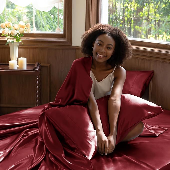 CozyLux Satin Sheets Queen Size Bed Set - Image 5