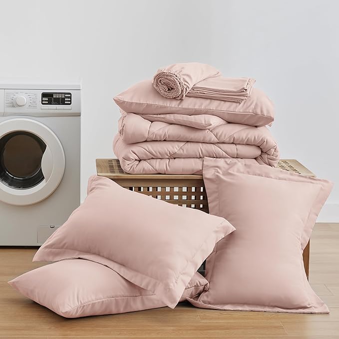 Love's cabin King Size Comforter Set Pink, 7 Pieces King Bed in a Bag, All - Image 6