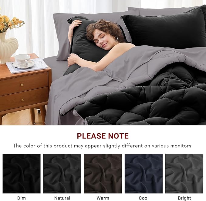 MUXHOMO 7 Pieces Oversized Queen Comforter Set, Reversible Bed in a Bag - Image 4