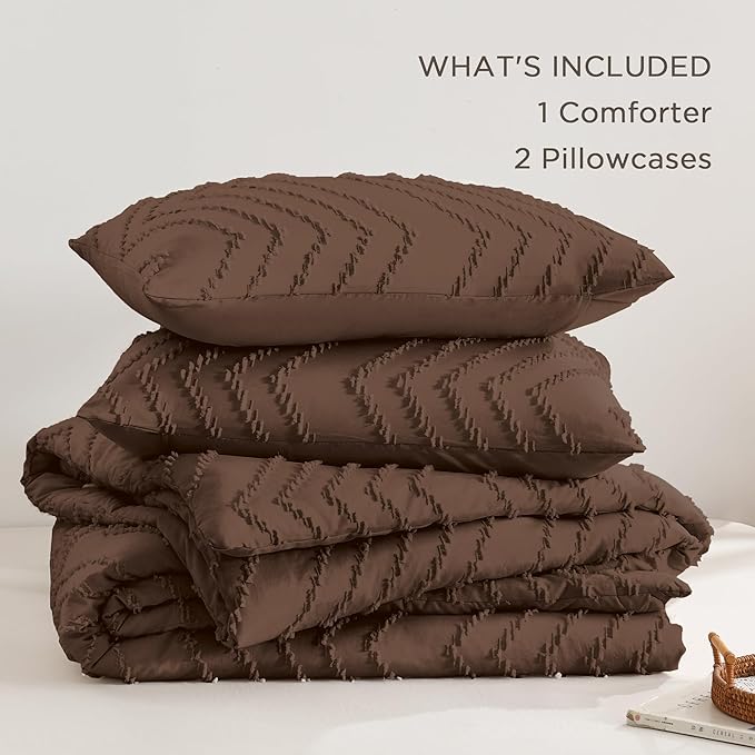 Andency Brown Comforter Set King Size, Boho Soft Warm Tufted Bedding Comforter - Image 6