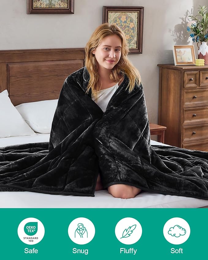 Super Fuzzy Soft Sherpa Fleece Weighted Blanket, 15 lbs Dual Sided Fluffy Heavy - Image 4