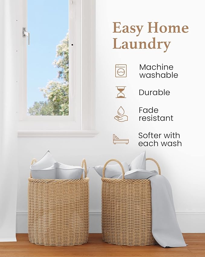 1000 TC Light Gray Standard Pillowcases Set of 2 100% Egyptian Cotton Pillow - Image 5