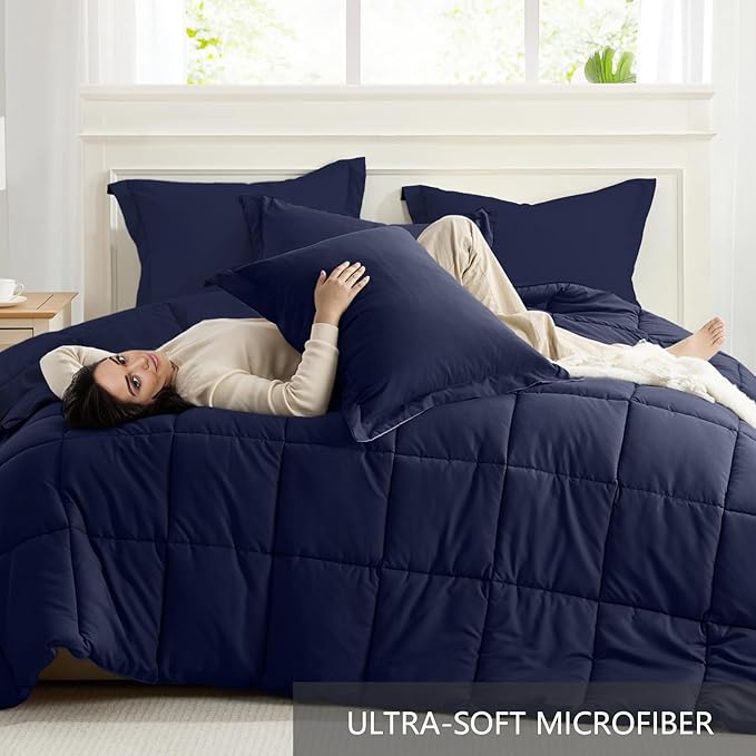 Homelike Moment Twin Comforter Set Navy Blue, Lightweight Comforter Twin Size - Image 5