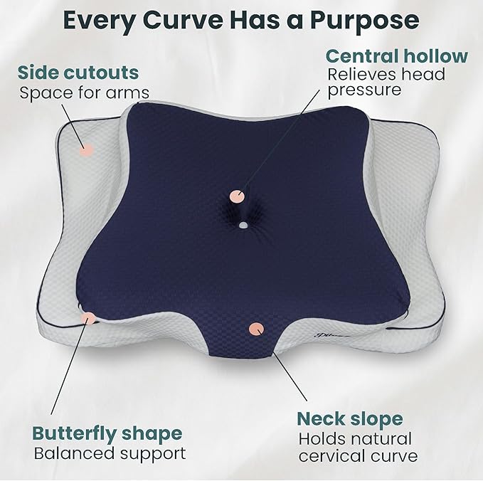 Cervical Neck Pillow for Sleeping – Cooling Memory Foam Cervical Pillow for - Image 4
