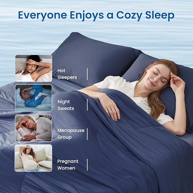 Cozy Bliss Cooling Comforter Twin Size, Reversible Lightweight Cooling Blankets - Image 4