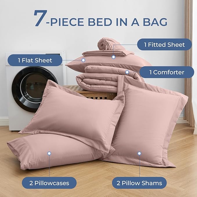 Sasttie King Size Comforter Set, 7 Pieces Bed in a Bag King, Complete Bedding - Image 6
