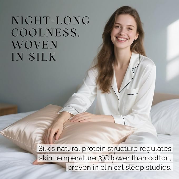 Ravmix Silk Pillow Cases with Zipper, 21 Momme Mulberry Silk Pillowcase - Image 4
