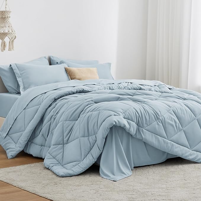 Love's cabin Twin XL Comforter Set Light Blue, 5 Pieces Twin XL Bed in a Bag by Lovescabin