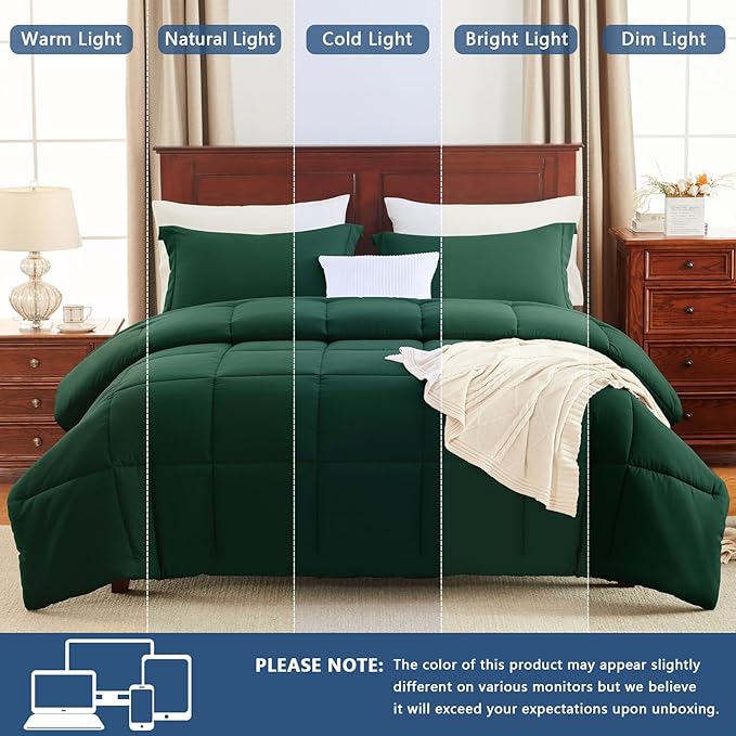 CozyLux Twin/Twin XL Comforter Set Emerald Green - Image 5