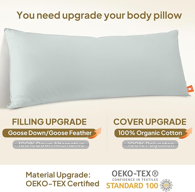 Goose Down Body Pillows for Adults, Large Body Pillow for Side Sleeper - Image 3