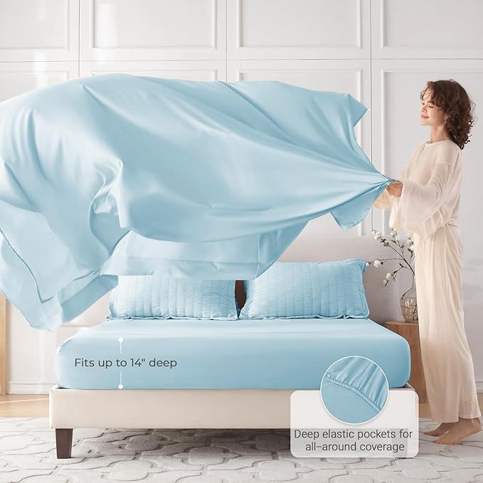 MUXHOMO 5 Pieces Twin XL Comforter Set, Seersucker Bed in a Bag Twin XL Size - Image 3