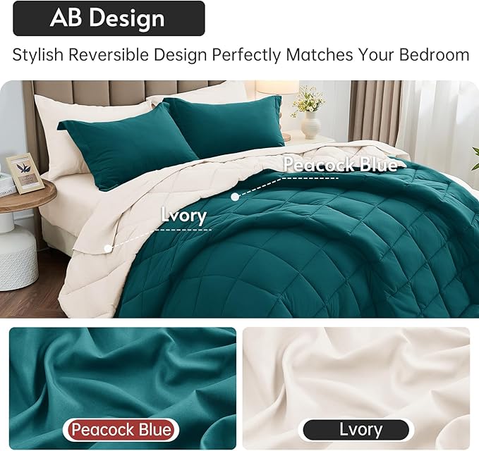 MUXHOMO 7 Pieces Full Comforter Set, Reversible Bed in a Bag Full Size - Image 3
