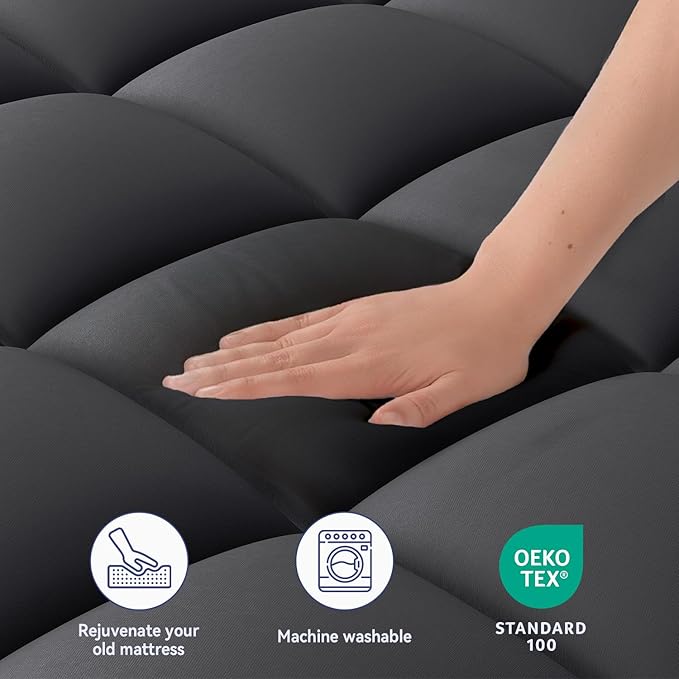 ELEMUSE Full XL Black Mattress Topper - Image 3