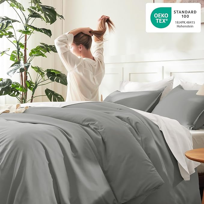 Litanika Comforters Medium Gray Super King Plus Size, 3 Pieces Lightweight - Image 4