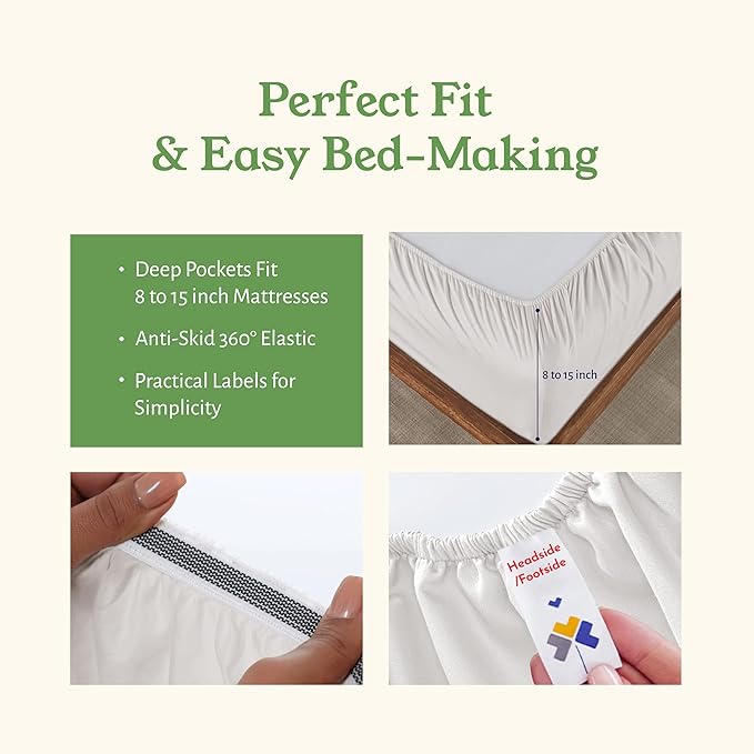 California Design Den 100% Organic Cotton Sheets Queen Size Bed Set - Image 5