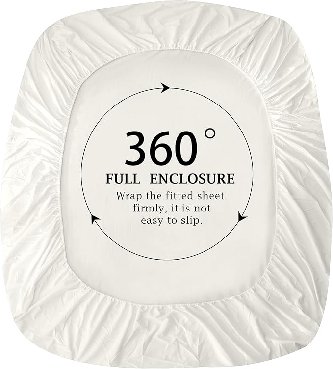 FreshCulture Pure Cotton Fitted Sheets Twin Size, 300 Thread Count Percale - Image 5