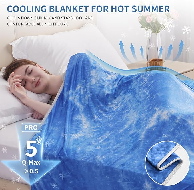 Guohaoi Cooling Blanket for Hot Sleepers and Night Sweats, Decortive Tie Dye - Image 2