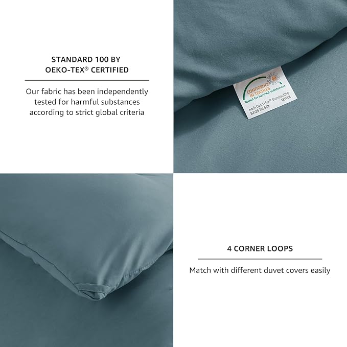 CozyLux King Size Comforter Set Mineral Blue, 3 Pieces Solid Comforters King - Image 4
