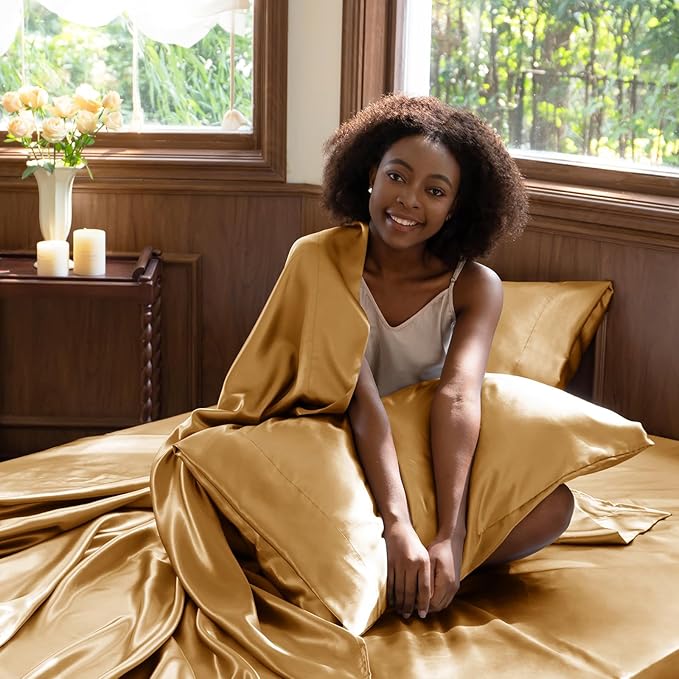 CozyLux Satin Sheets Queen Size Bed Set - Image 5