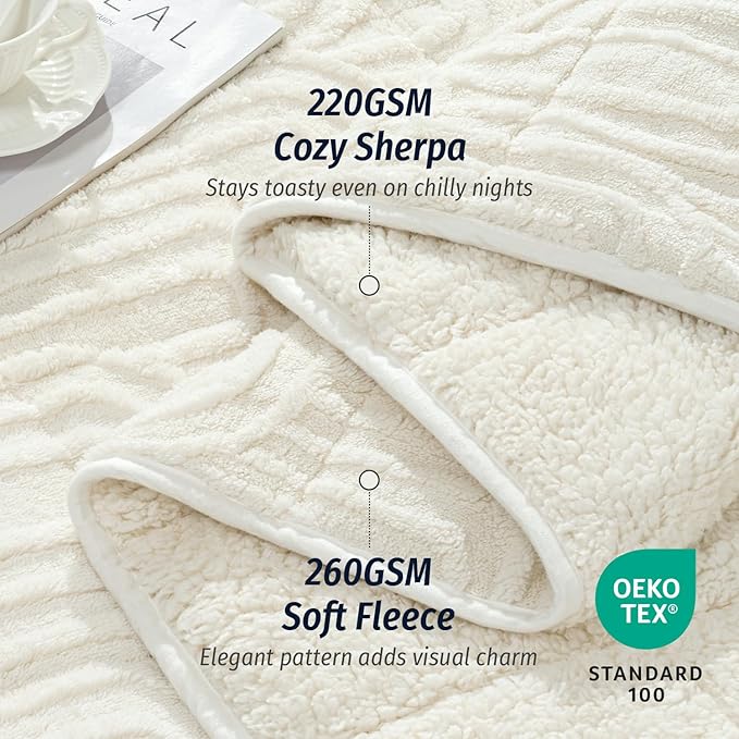 Wemore Jacquard Fleece Weighted Blanket Twin Size 48" x 72" 12lbs, Ultra Soft - Image 3