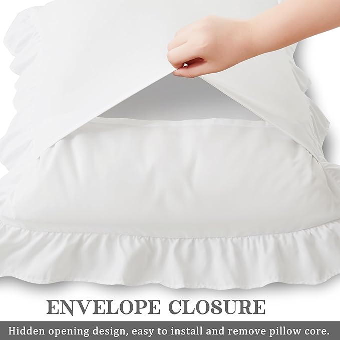 KKJIAF Ruffle Pillow Cases Standard Size Set of 2, Ruffled Pillow Covers - Image 5