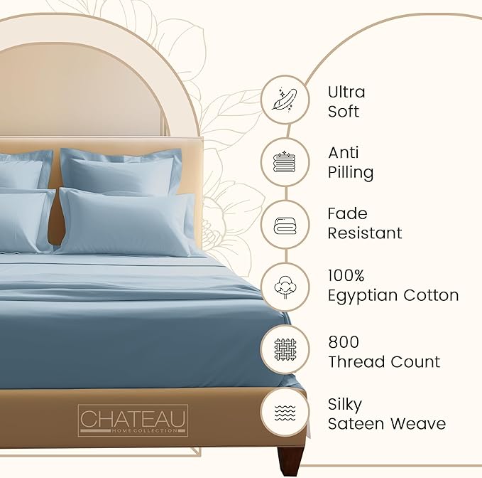 100% Egyptian Cotton Sheets Queen Size Set, 800TC 15" Deep Pocket Queen Sheets - Image 3