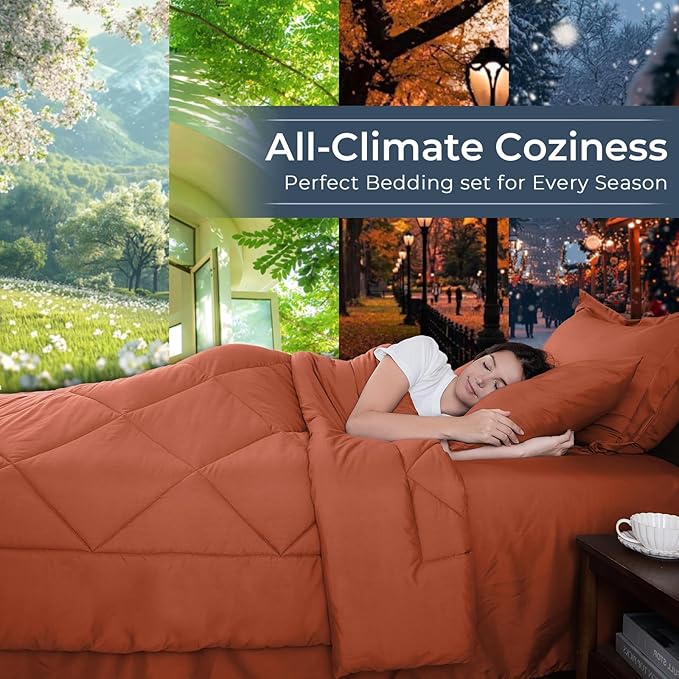 HEVUMYI Burnt Orange Cali-King Comforter Set - Image 3