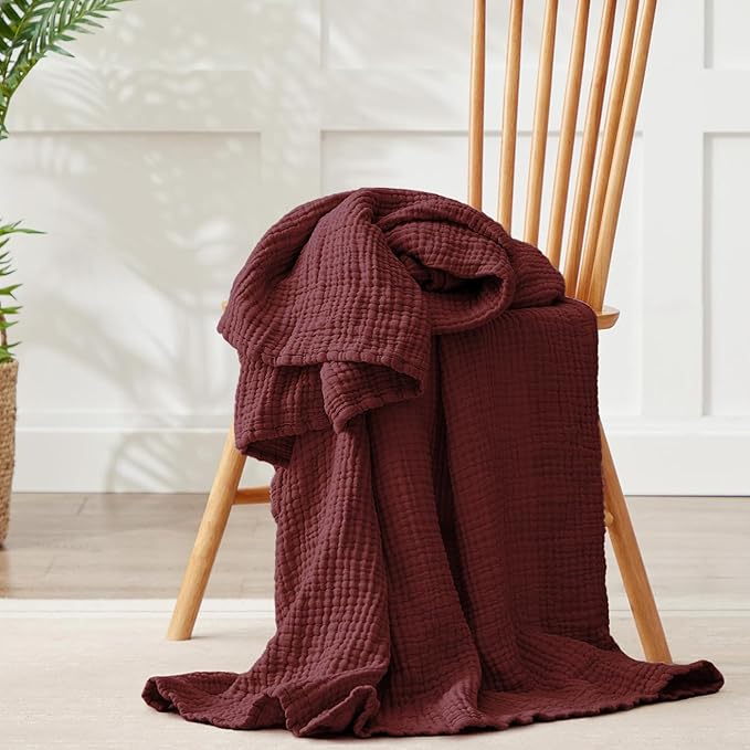 100% Cotton Muslin Blanket Queen 90" x 90", 6 Layers Breathable and Lightweight - Image 8