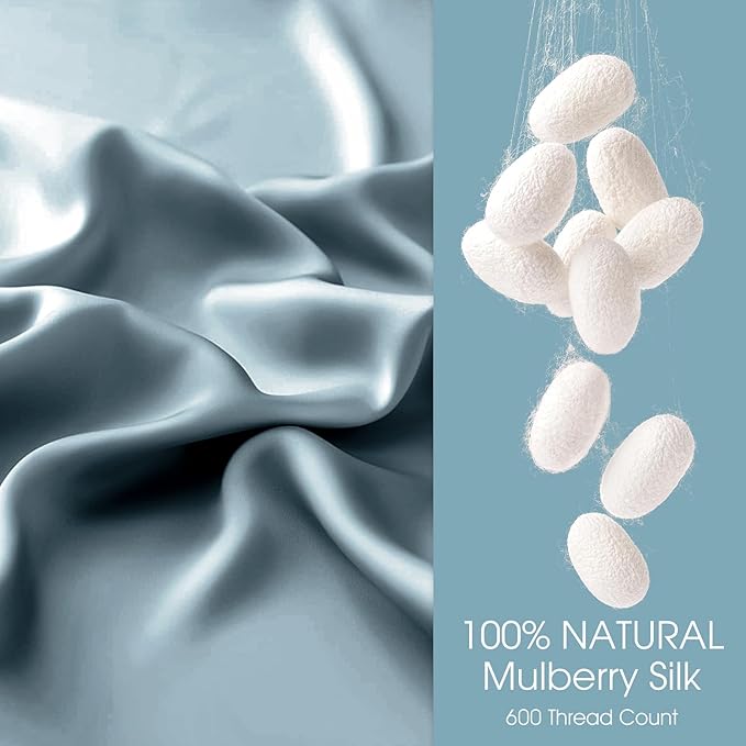 100% Silk Pillow Cases 2 Pack Queen Size Mulberry Silk Pillowcase - Image 2