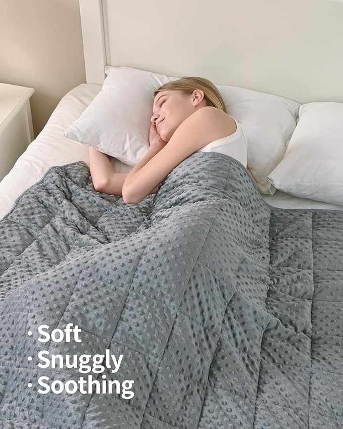 Mr. Sandman Weighted Blanket for Adults Queen, Minky Dots Heavy Blanket for - Image 3
