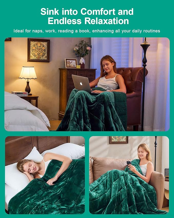Super Fuzzy Soft Sherpa Fleece Weighted Blanket, 15 lbs Dual Sided Fluffy Heavy - Image 4