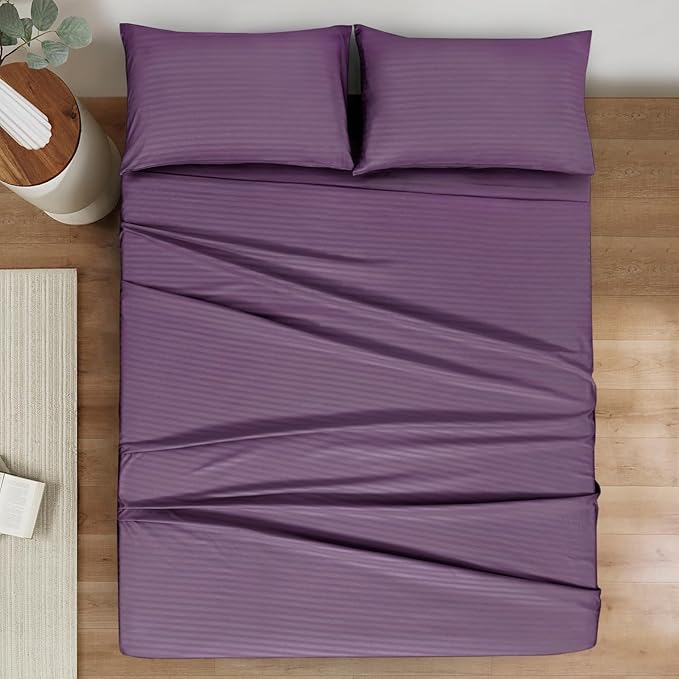 Mejoroom Striped Full Size Sheets – Extra Soft Full Size Bed Sheets - Image 2