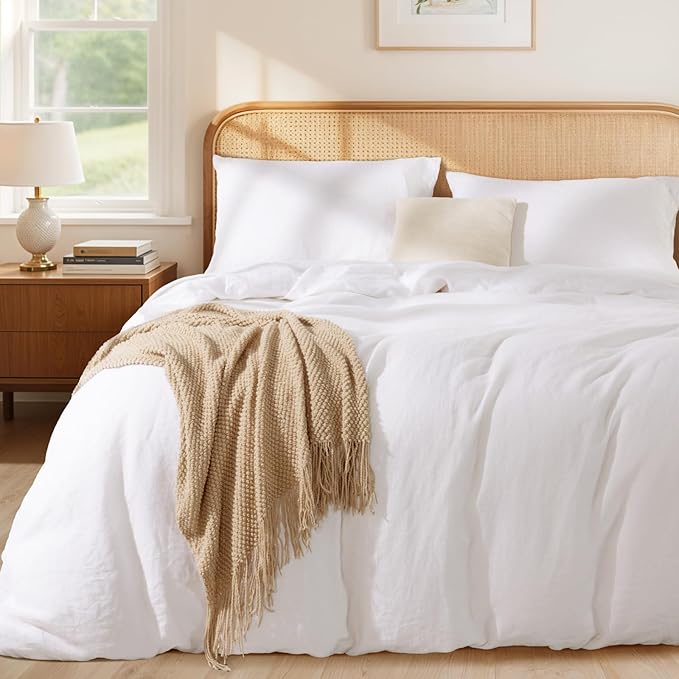 LBRO2M 100% France Linen Duvet Cover Set King Size 3 Pcs Natural Flax Comforter by LBRO2MBedding