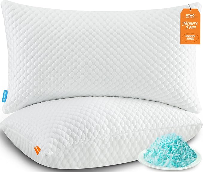 UYWO Cooling Pillows Standard Size Set of 2, Memory Foam Pillows by Unknown