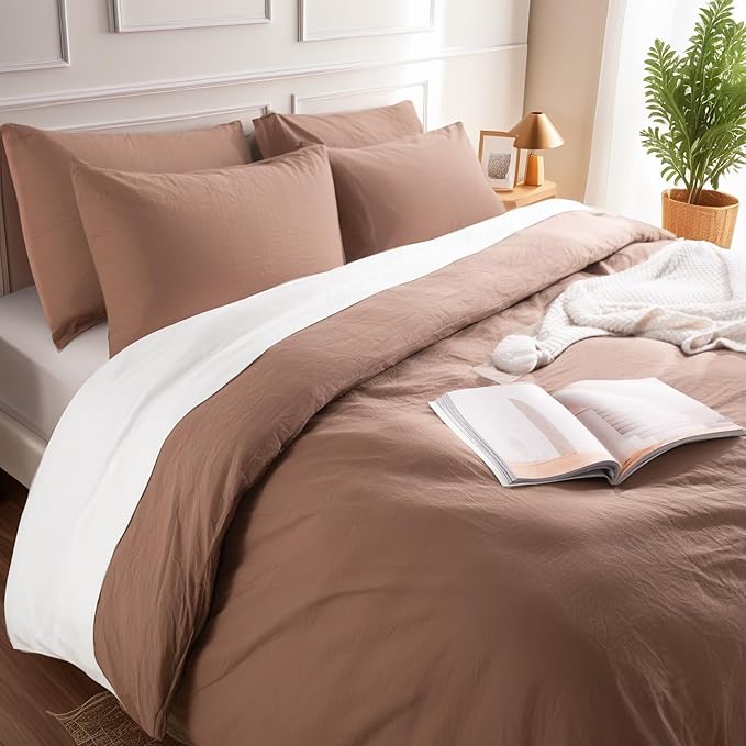 NEXHOME PRO Duvet Cover Set 100% Washed Cotton Oversized Queen 98"x98" - Image 5