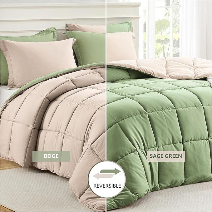 Homelike Moment King Size Comforter Set Sage Green, Comforters King Size Bed Set - Image 2