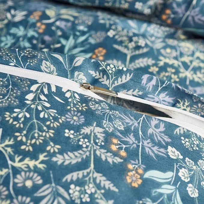MKXI Blue Duvet Cover Twin Yellow Flower Print Bedding Sets Chic Floral - Image 4