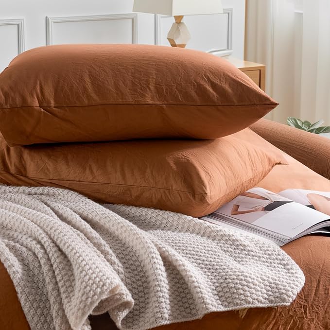 NEXHOME PRO Duvet Cover Set 100% Washed Cotton Oversized Queen 98"x98" - Image 5