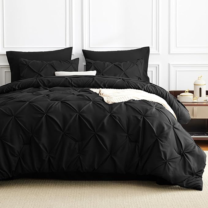 CozyLux Twin XL Comforter Set Black, 5 Pieces Twin Extra Long Pintuck Bed in A - Image 9