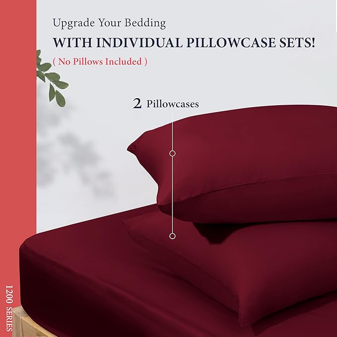 100% Egyptian Cotton Pillow Cases Standard/Queen Size Set of 2 - Image 3
