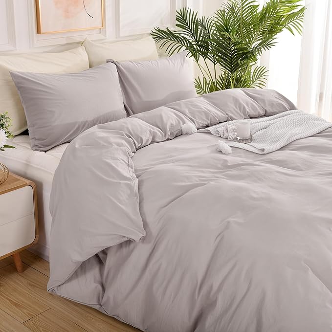 NEXHOME PRO Duvet Cover Full Size, 100% Washed Cotton Orgnic Linen Like - Image 3