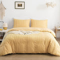 WARMDERN Yellow Boho Duvet Cover, Striped Textured Duvet Cover Tufted Bedding by WARMDERN