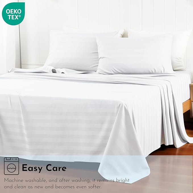 Cotton Flat Sheets Only, 600 TC 100% Cotton Flat Sheet Top Sheet Only, Cal King - Image 8