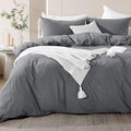 NEXHOME PRO Duvet Cover Set 100% Washed Cotton Full Size Linen Feel Textured by NEXHOMEPRO